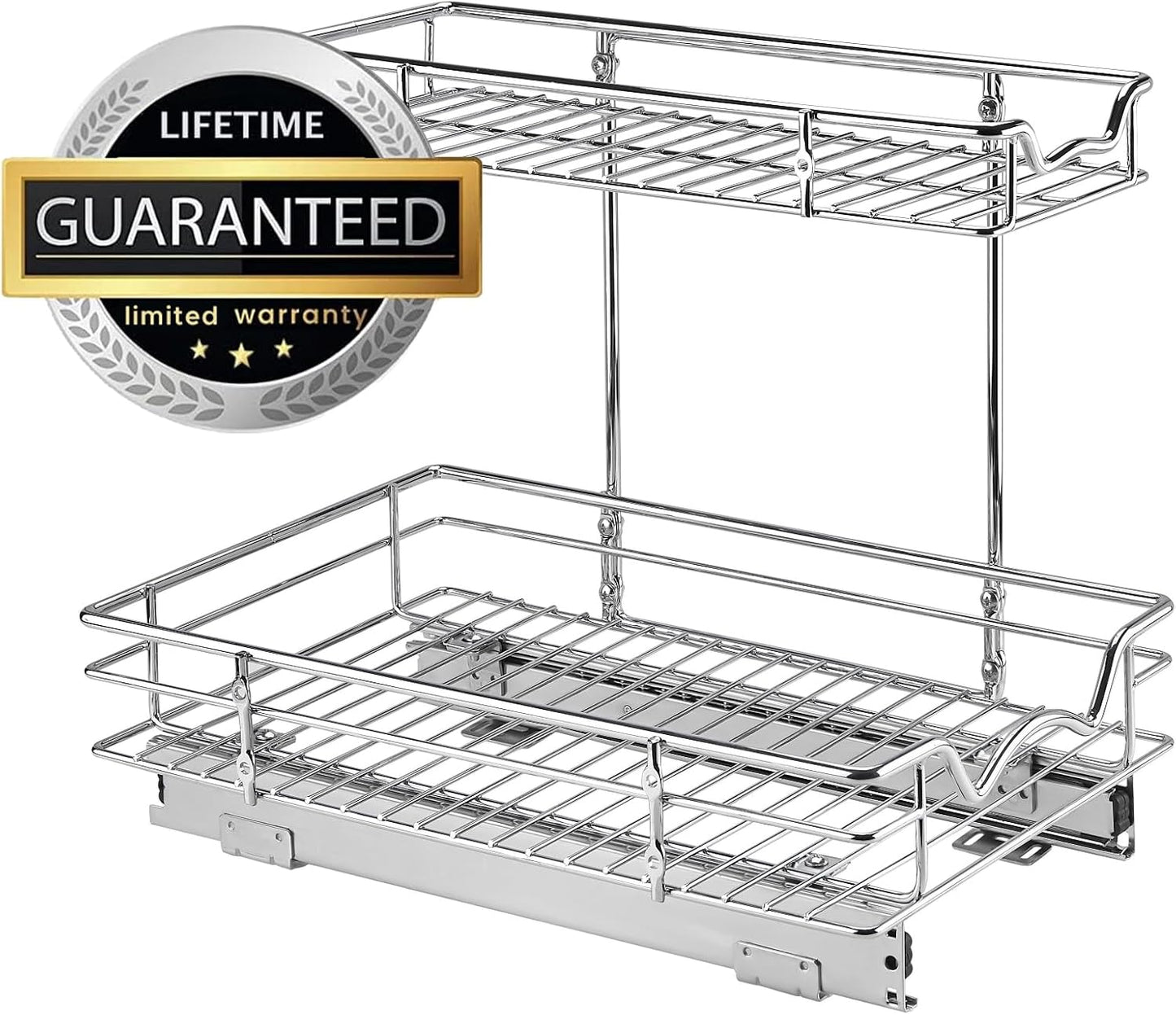 HOLDN’ STORAGE Under Sink Organizers and Storage, 11" W x 21" D x 15" H | 2-Tier Under-Sink Organizer, Full-Extension Slides, Keeps Cleaning Supplies, Bottles & Essentials Easy To Reach