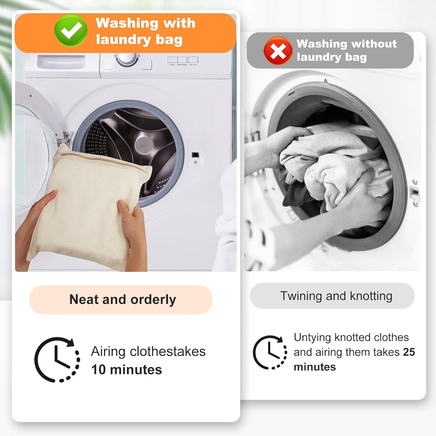 3-piece set extra-large 20×23.6 inch durable organic cotton mesh laundry bags, with sturdy zippers and breathable mesh, perfect for delicate items like underwear, clothes, pants, and socks.