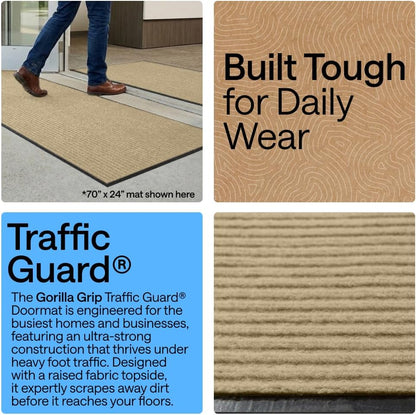 GORILLA GRIP Waterproof Traffic Guard Door Mat, Heavy Duty Entryway Mats, Strong Backing Commercial Utility Rugs for Office Hallway, Garage Floor and Home, Low Profile Carpet Runner, 29x17, Black