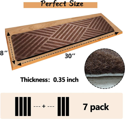 15 Pack Non Slip Stair Treads,8" X 30" Non Slip Carpet Stair Treads with Reusable Adhesive Rubber Backing,Staircase Step Treads Carpet Treads for Wooden Steps Indoor (Dark Gray)