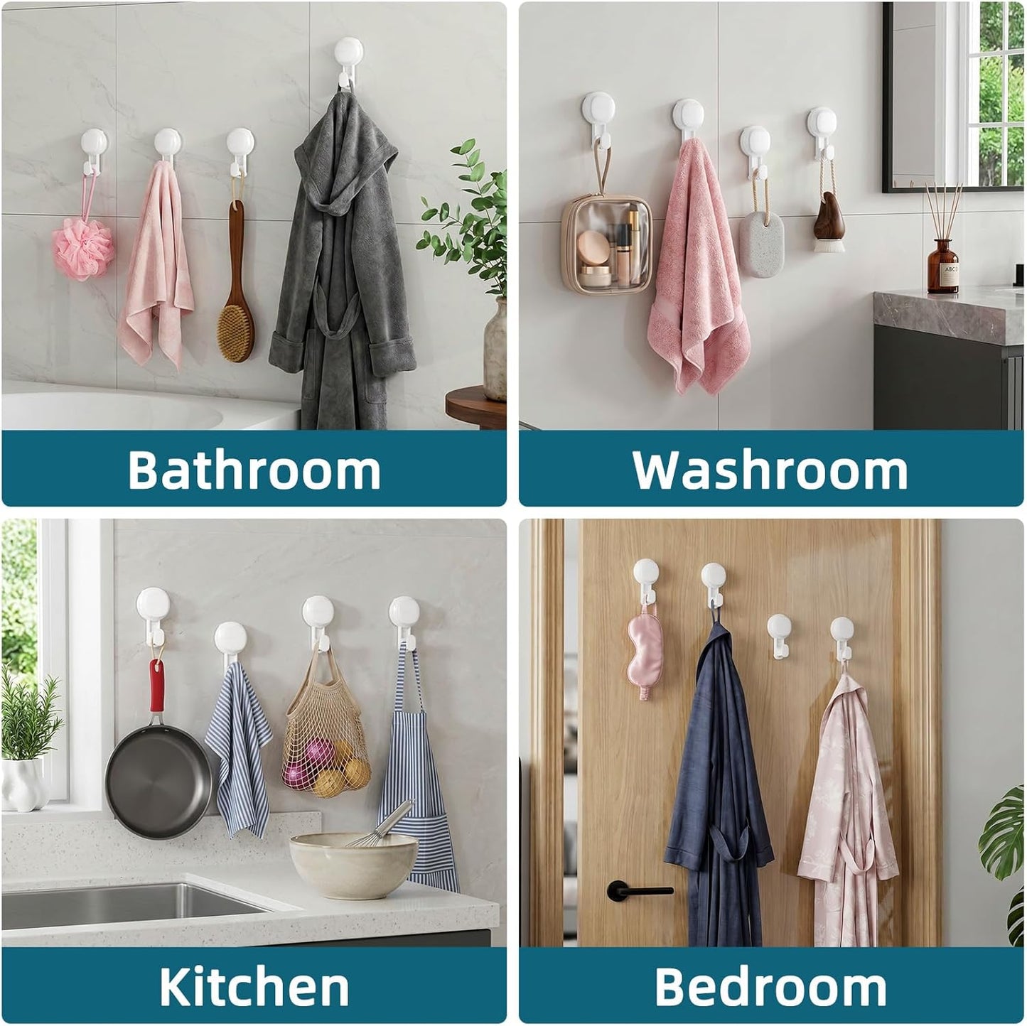 TAILI Suction Cup Razor Holder for Shower Wall 2 Pack, Versatile Suction Cup Hooks for Razor, Towel, Loofah, Squeegee, Cell Phone, Removable Damage-Free Hanging Shower Hook, Shaver Holder, Black