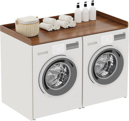 ChooChoo 2-Tier Washer Dryer Countertop with Adjustable Shelf, Spacious Laundry Room Storage for Folding Clothes and Efficient Organization, Walnut