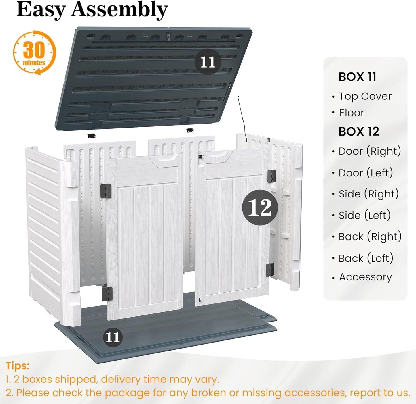UDPATIO 120 Gallon Deck Box Outdoor Storage Box Lockable Waterproof Resin Indoor Outdoor Storage Container for Patio Cushions, Tools, Package Delivery Boxes for outside