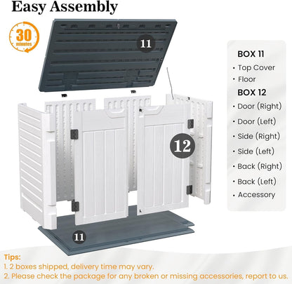 UDPATIO 120 Gallon Deck Box Outdoor Storage Box Lockable Waterproof Resin Indoor Outdoor Storage Container for Patio Cushions, Tools, Package Delivery Boxes for outside