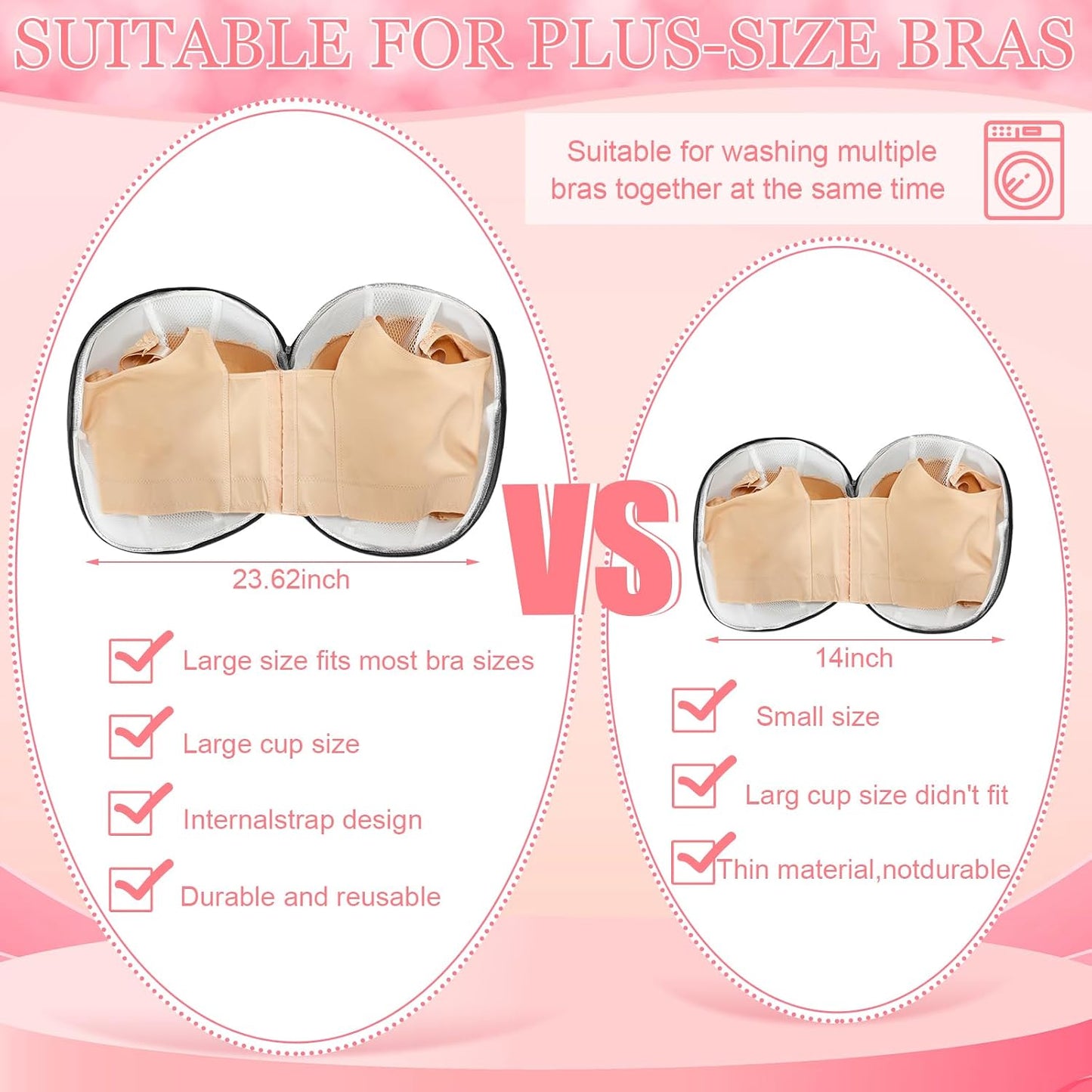 Shappy 6 Pieces Bra Washing Bag for Laundry Mesh Wash Lingerie Underwear Brassiere Washing Bags with Zipper for Women Laundry Storage(7.87 Inch,Pink)