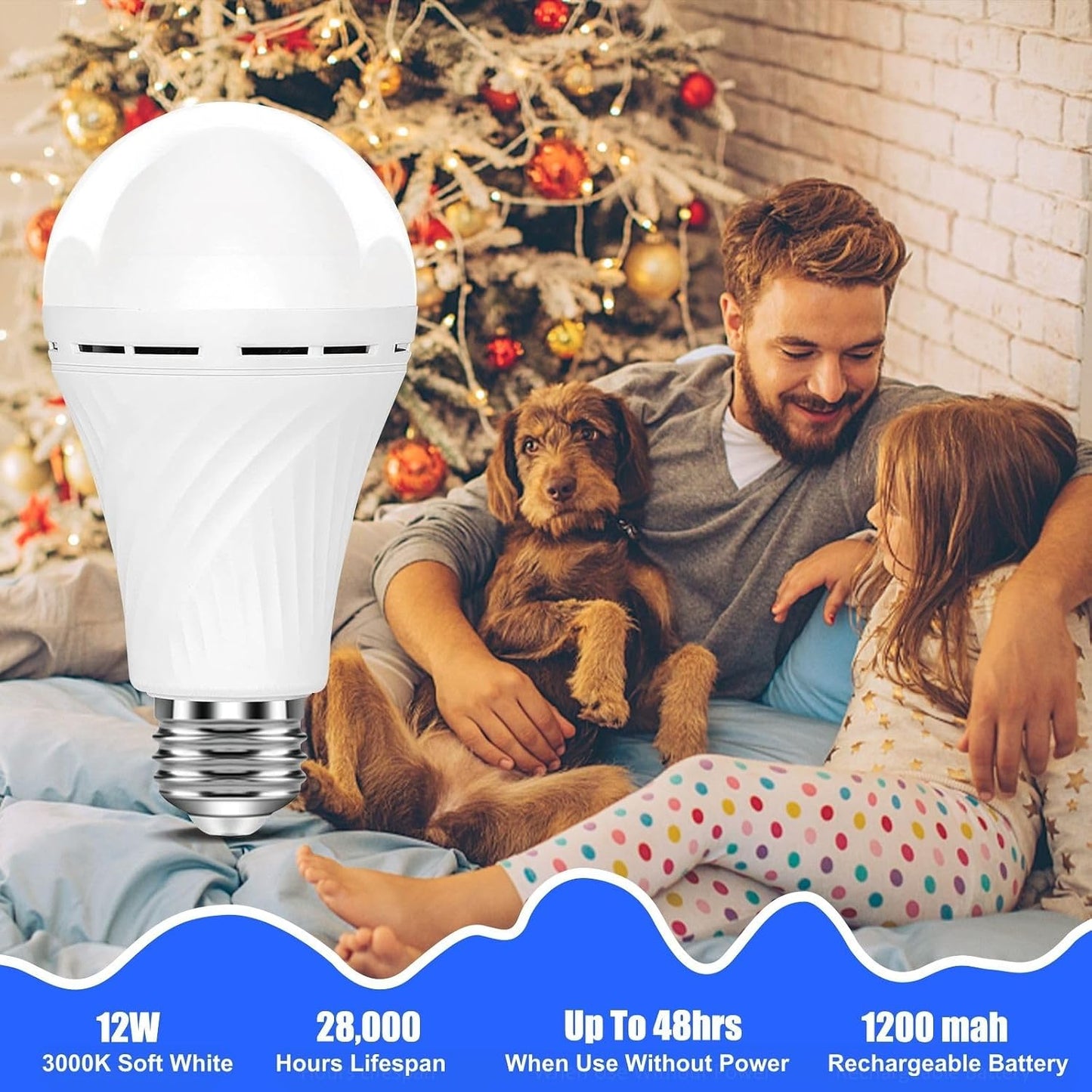 Neporal LITE Emergency Rechargeable Light Bulbs A19, Light Up to 48 hrs, Battery Operated Light Bulb, 5000K E26 LED Bulb, Emergency Lights for Home Power Failure