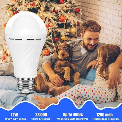 Neporal LITE Emergency Rechargeable Light Bulbs A19, Light Up to 48 hrs, Battery Operated Light Bulb, 5000K E26 LED Bulb, Emergency Lights for Home Power Failure