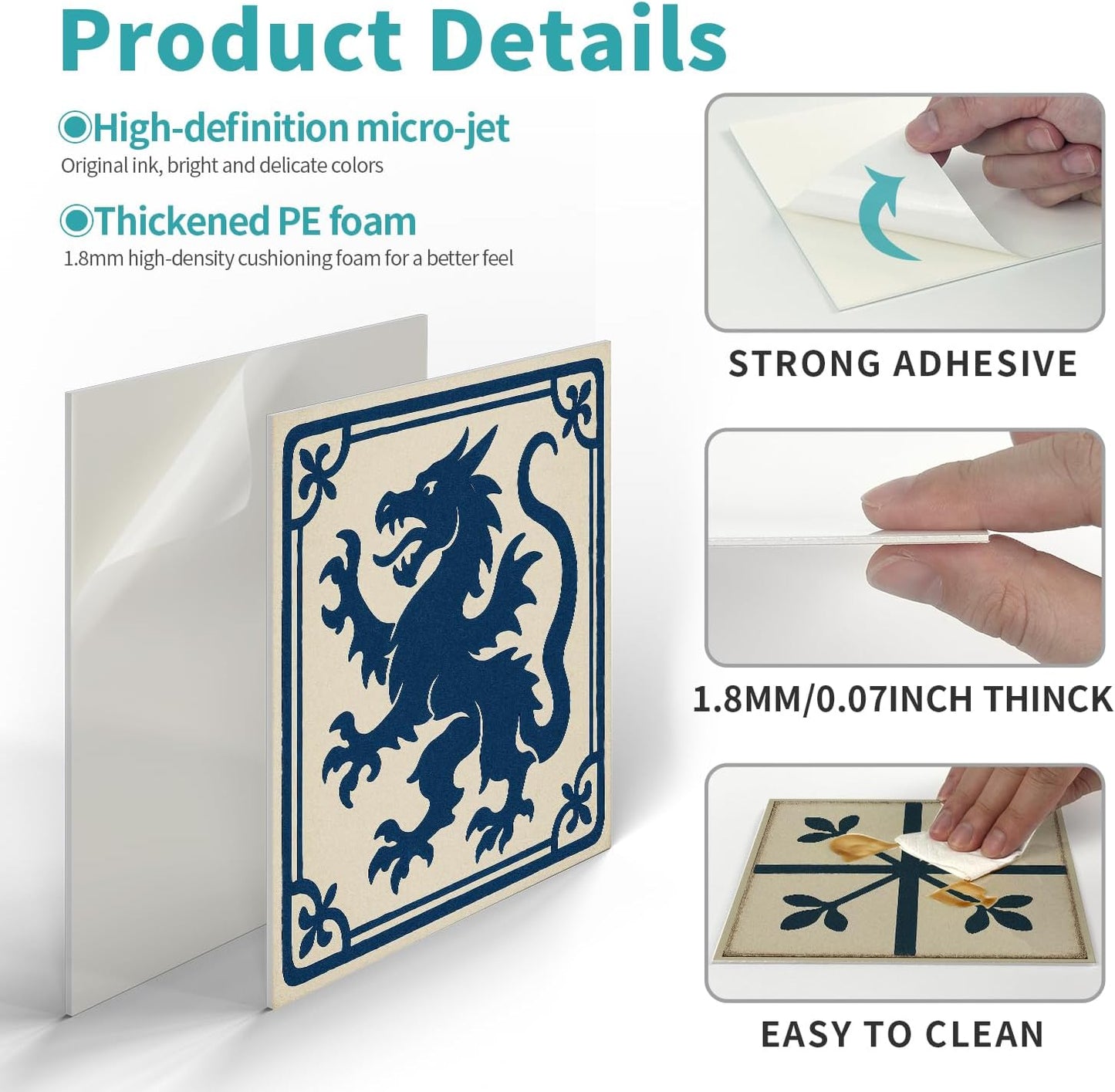 Peel and Stick Backsplash Tile Sticker for Kitchen and Bathroom Walls - 24 Removable 5.9"x5.9" Tiles, Waterproof