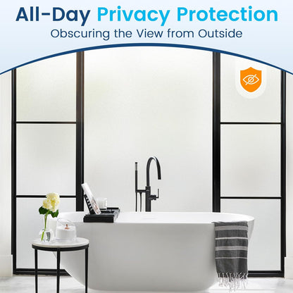 DOWELL Window Privacy Film, Frosted Glass Window Film, Static Cling Non-Adhesive Glass Clings, Sun Blocking Opaque Coverings, Reusable Door Stickers for Bathroom Home Office, Pure, 17.5" x 78.7"