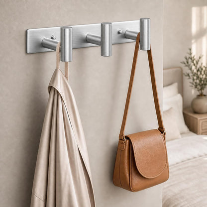 Wall Mounted Coat Rack-3 Hooks, Heavy Duty Stainless Steel Wall Hooks for Towel Coat Bag, Hat Rack Coat Hanger Coat Hooks Towel Racks for Bathroom Entryway Kitchen Office (Silver, 1 Pack)