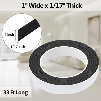 Foam Weather Stripping Door Seal,1 Inch W x 1/17 Inch T x 33 Feet White Window Sealing Tape，Single-Sided Self-Adhesive Insulation Sealing Strip
