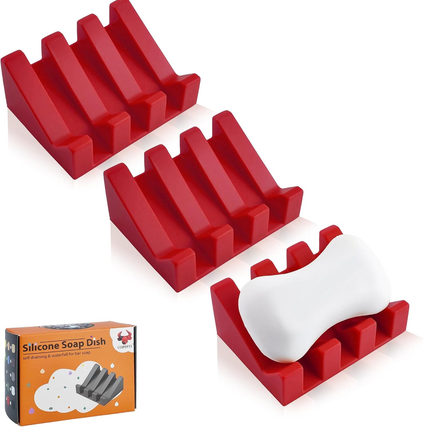 Self Draining Soap Dish Holder,Silicone Soap Dish,for Bathroom,Kitchen, Sponges，Can Extend Soap Life，Keep Soap Bars Dry and Easy Cleaning (White,1-Pack) - Colors B
