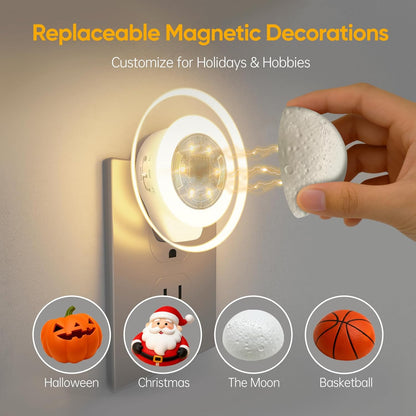 2 Packs Night Lights Plug into Wall - Motion Sensor Plug in Night Light with Auto Dusk to Dawn,Dimmable Soft White, Bright Nightlight for Cruise Bedroom Bathroom Hallway Kitchen