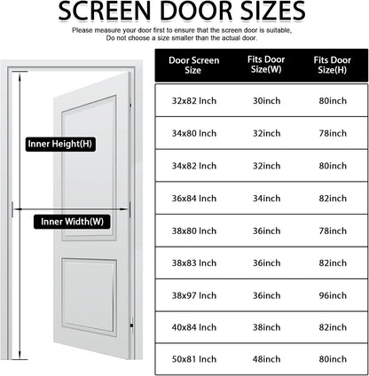 YRH Magnetic Screen Door with Stay Open Buckles - Door Curtains Heavy Duty Self-Sealing Mesh,Powerful Magnets (Fit for Door Size:36x82 Inch,Screen Itself Size:38x83 Inch, Black)