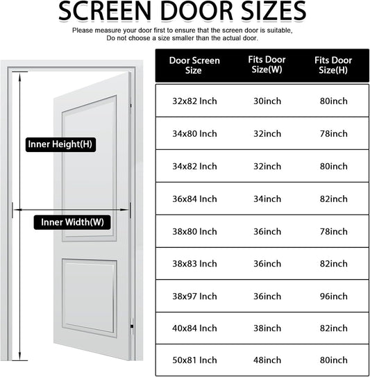 YRH Magnetic Screen Door with Stay Open Buckles - Door Curtains Heavy Duty Self-Sealing Mesh,Powerful Magnets (Fit for Door Size:36x82 Inch,Screen Itself Size:38x83 Inch, Black)