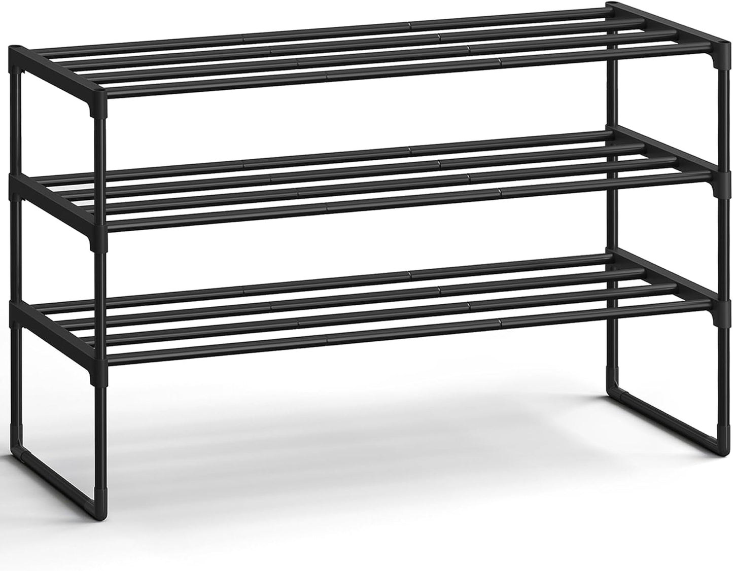 SONGMICS Shoe Rack, 6-Tier Shoe Organizer, Metal Storage Shelf, Upright or Upside Down, for 24-30 Pairs, Stackable, for Entryway, 11.8 x 36.2 x 42.7 Inches, Black ULSA306BH01