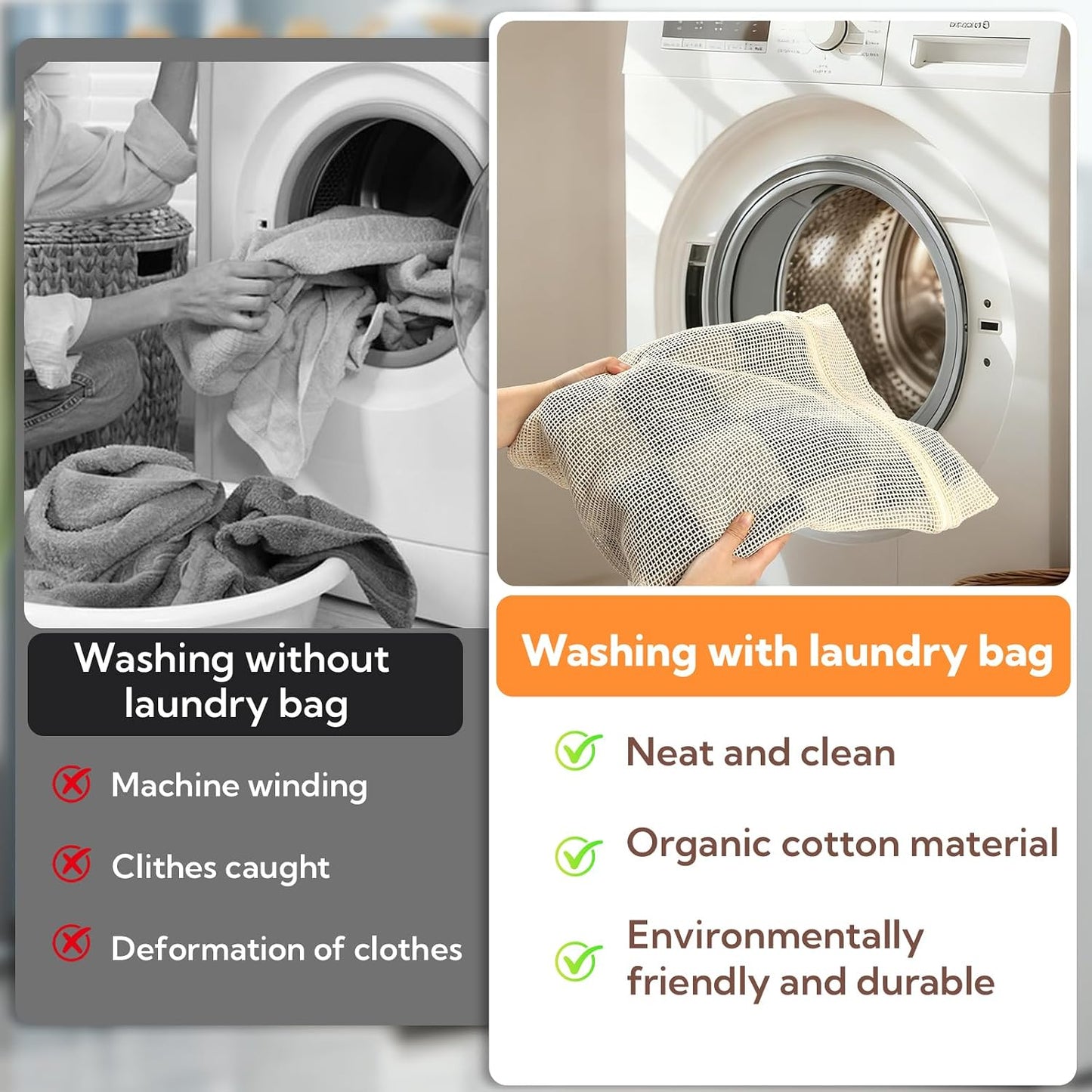 20-Piece Large Cotton Mesh Laundry Bags Set with Zipper, Delicates Wash Bags for Bras, Underwear, Socks, Shoe Wash Bag, Breathable Garment Bag for Washing Machine & Storage, Laundry Room Organization