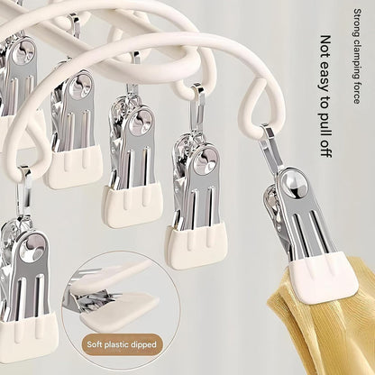 Stainless Steel Garment Hanger 20 Secure Foldable Clips Home Vacation Accessory Outdoor Portable Garment Drying Hanger