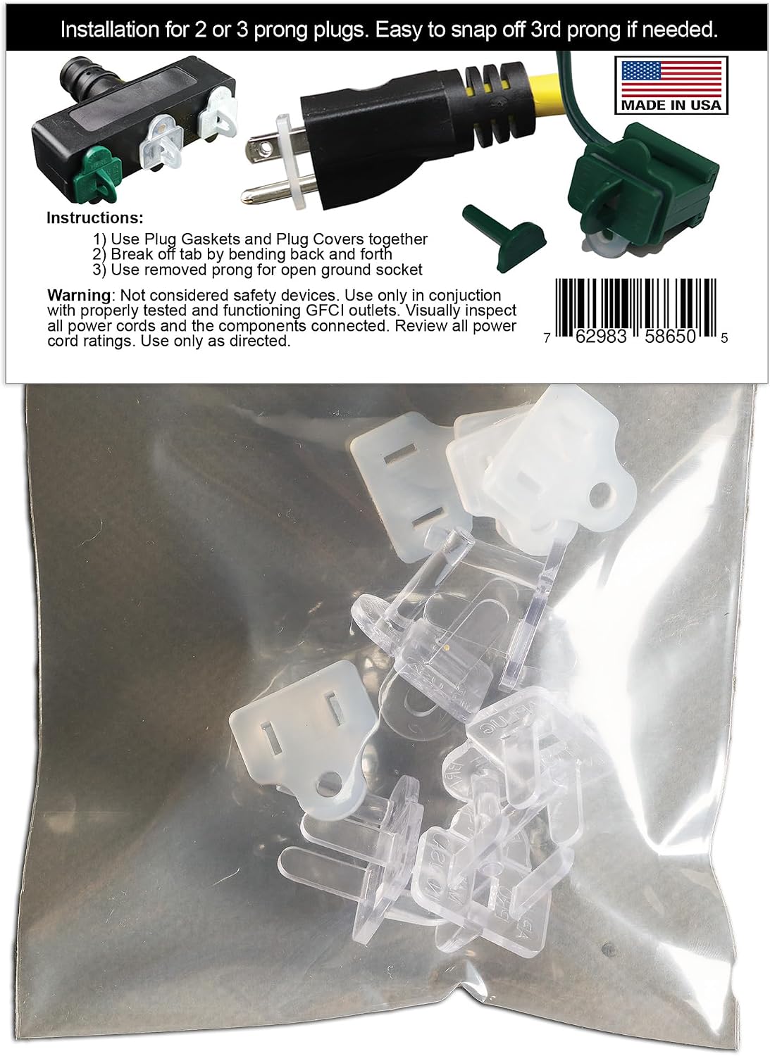 (Set of 10, White0 The Original Weatherproof Gaskets & Plug Covers - Made in USA, Outdoor Waterproof GFCI Protectors, Christmas Light Installation, Extension Cords, Stop GFCIs from Tripping