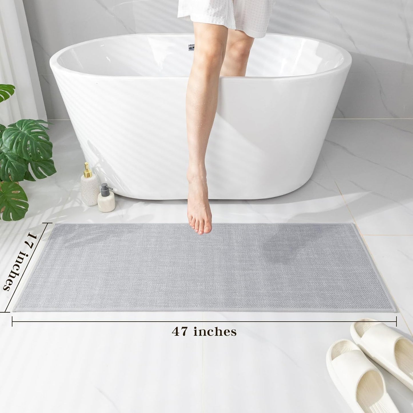chakme Bathroom Rugs Mat 24x17, Ultra Thin Non Slip Bath Mat Small Quick Dry Absorbent Bath Mat for Bathroom Floor, (Dark Beige, 24"x17")