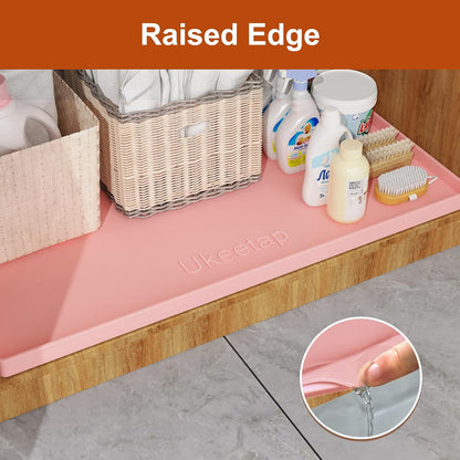 ukeetap Extra Thick Silicone Mat Waterproof with Raised Edge 19” x 12”, BPA Free Non-Slip Dog & Cat Food Mat, Feeding Mat for Food and Water Bowls, Spill Proof Mat to Protect Floors, Black