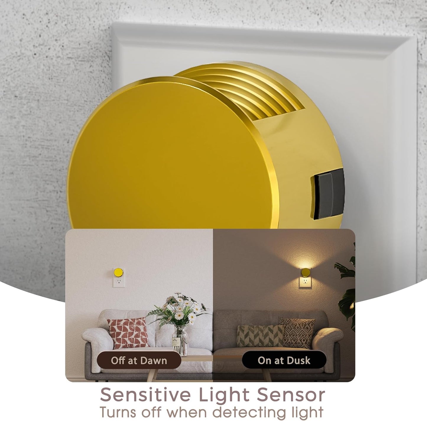 Briignite Night Lights Plug into Wall [2 Pack], White Night Light Dusk to Dawn Sensor Nightlight, Brightness Adjustable 3000K Soft White, Plug in Night Light for Bedroom, Hallway, Stairs, Kitchen