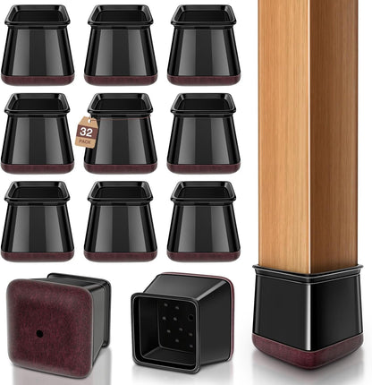 YOZON Chair Leg Floor Protectors Felt Furniture Pads Silicone Caps | Chair Leg Protectors for Hardwood Floors 32 Pack Anti-Scratch Reduce Noise Clear Round Medium Fit 3/4" to 1-3/16" (19-30mm)
