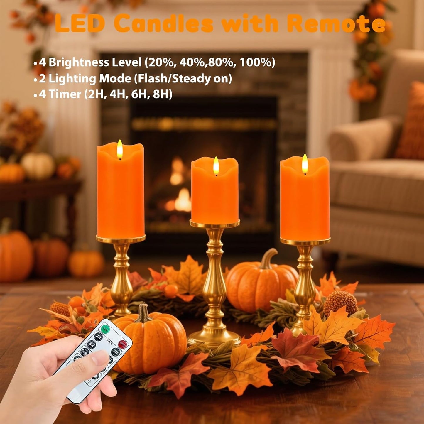 Flameless Candles Lights, Set of 3 Flickering LED Candles with Remote & Timer, Dimmable Electric Pillar Candles Battery Operated, Green Candles for Home St. Patrick’s Day Christmas Decor (Green)
