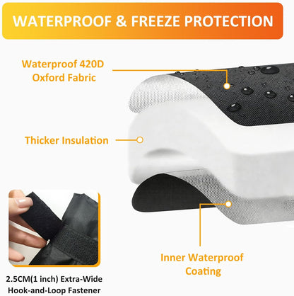 TUPI 2 Pack Outdoor Faucet Covers for Winter | Pro Freeze Protection | Waterproof Spigot Cover, Reusable Winter Insulated Faucet Pipe Protector for Outside Spigot, Hose bib, Water Tap, 8.5" H x6.1 W