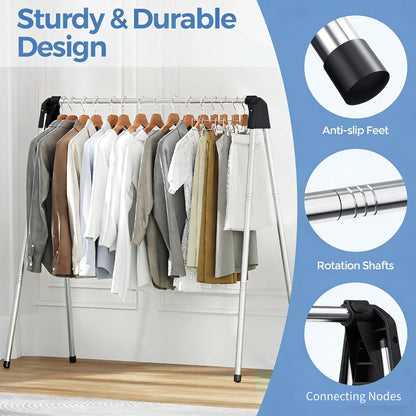APEXCHASER Clothes Drying Rack Foldable, Stainless Steel Laundry Drying Rack Collapsible, Clothes Hanger for Sweater Baby Clothes Towel for Indoor & Outdoor, Portable Clothes Airer for Travel