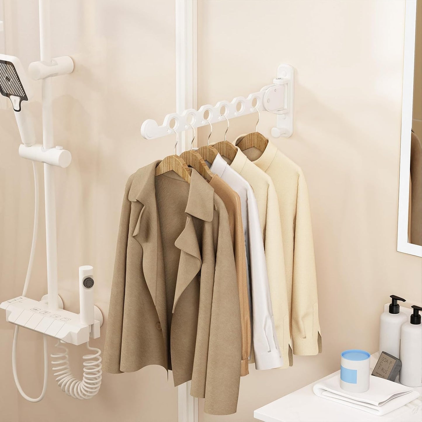 Wall Mounted Clothes Hanger Drying Folding Racks | Full 180° horizontal & vertical pivot