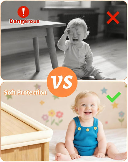 16.4FT L-Shape Baby Corner Protector Guards, Pre-Taped, 0.47''Thick | Edge Safety Bumpers for Furniture & Sharp Table Corners, with 10 Corners, Waterproof Soft Foam Adhesive Guard Cushion, White