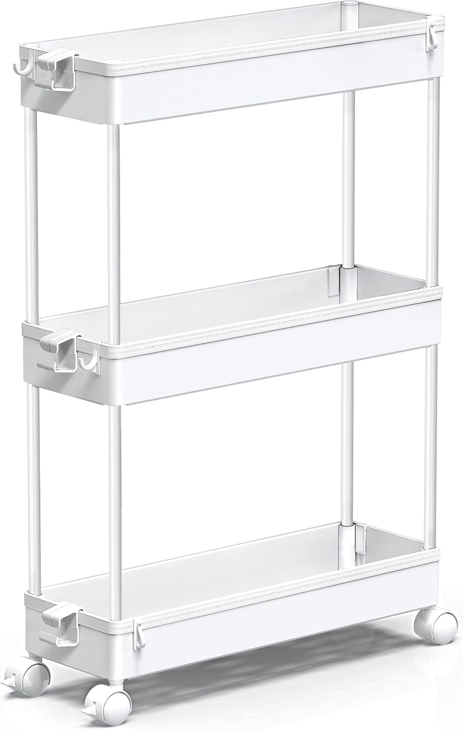 SPACEKEEPER Slim Rolling Storage Cart, 3 Tier Bathroom Storage Organizer Laundry Room Utility Cart Mobile Shelving Unit, Multi-Purpose for Kitchen Office Bathroom Laundry Narrow Places, Black