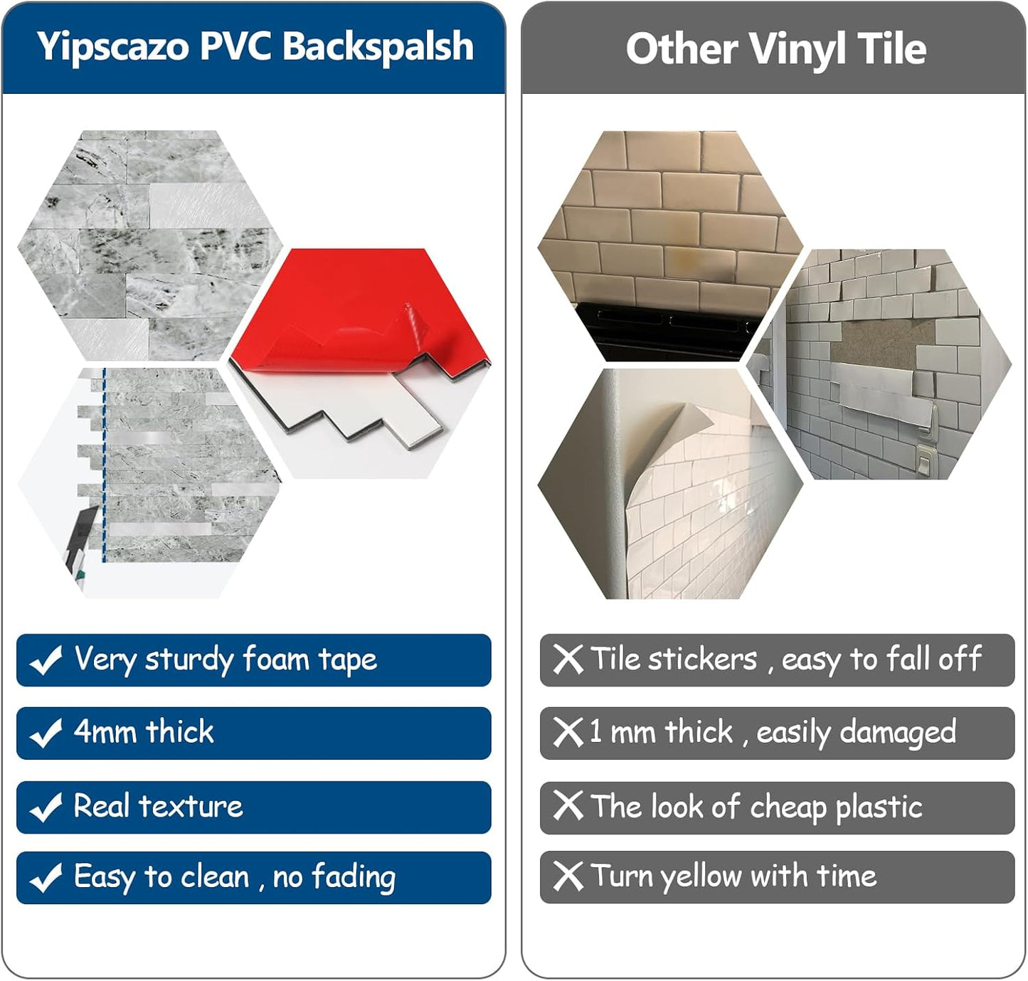 Yipscazo 2026 New Upgrade 11.34" X 11.57" Peel and Stick Backsplash, Stick on Backsplash Tiles for Kitchen, Bathroom, Fireplace (10 Sheets, Beige Rocks + Rose Gold)