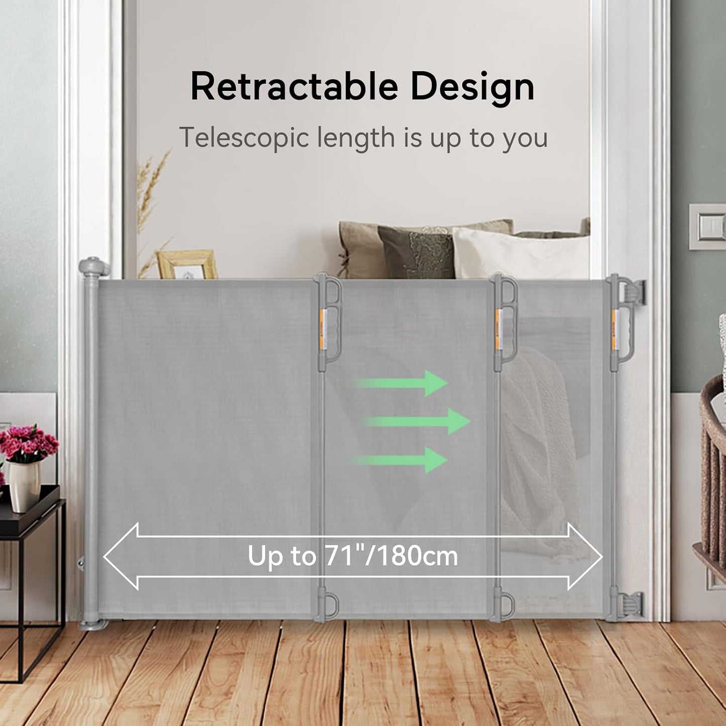 Retractable Baby Gate, Momcozy Mesh Baby Gate or Mesh Dog Gate, 33" Tall,Extends up to 55" Wide, Child Safety Gate for Doorways, Stairs, Hallways, Indoor/Outdoor