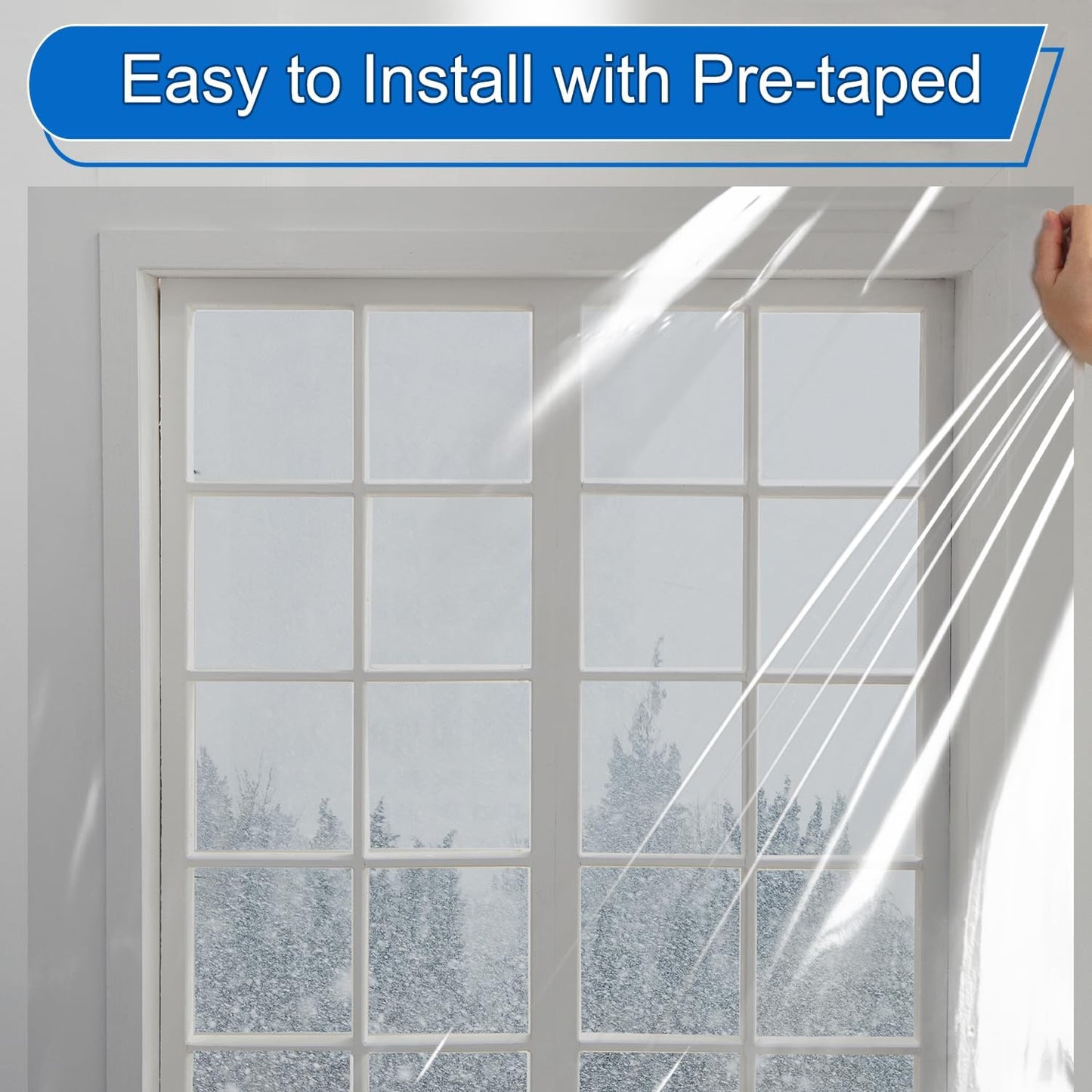Thermal Shrink Window Insulation Film Kit 5 Pack (47"x315") – Heavy-Duty, Custom-Cut to Size | Blocks Drafts, Saves Energy | Easy DIY Install & Remove with Tape | Fits Home, Office, RV