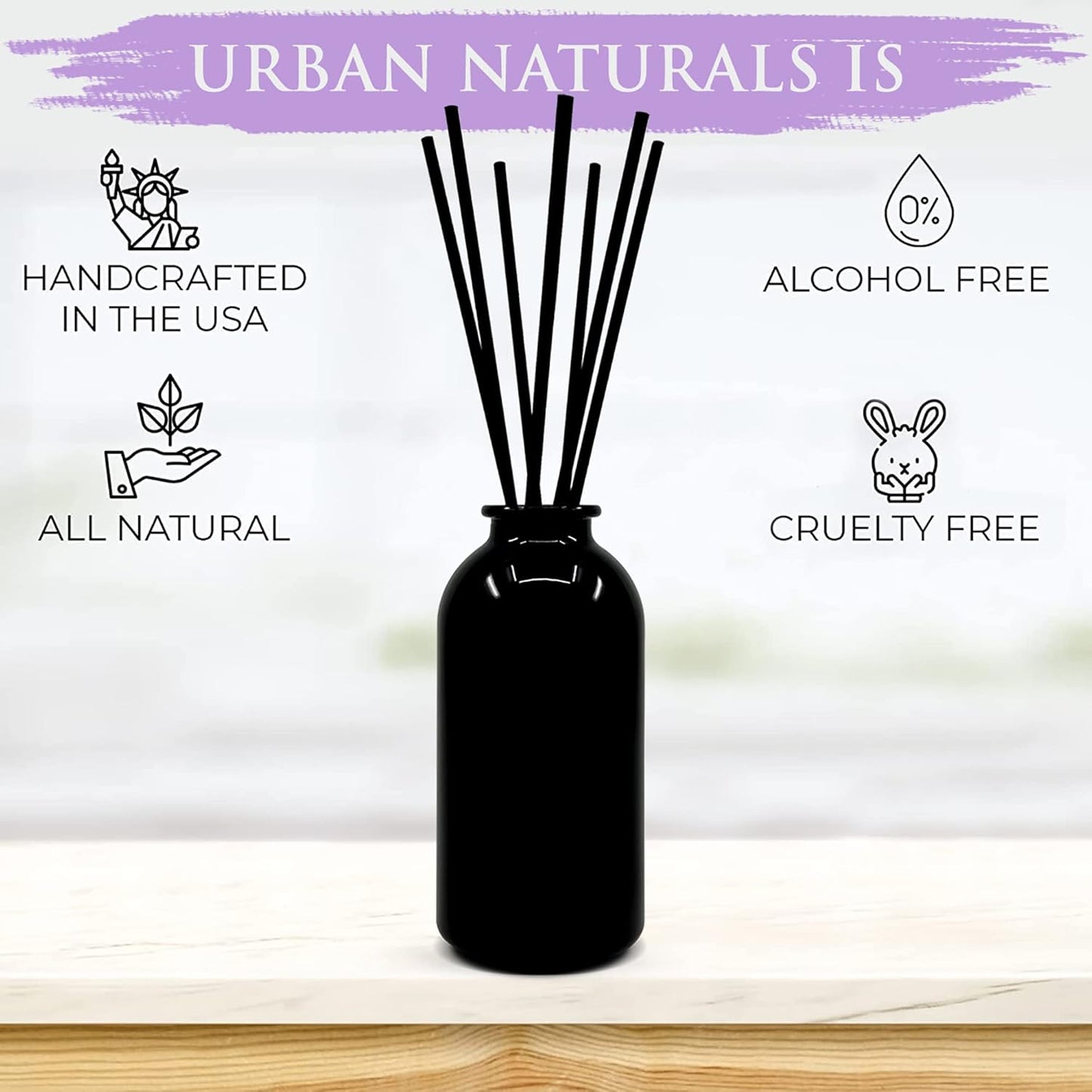Urban Naturals Smoked Vanilla Reed Diffuser Set with Vanilla Bean, Sandalwood & Leather | Made in the USA - Colors C