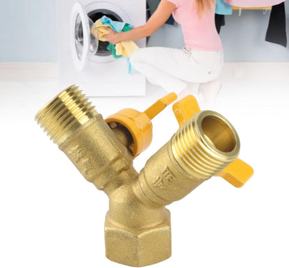 Empaque Manguera,Washing Machine Hose Splitter 2 Way,Washing Machine Laundry Tub Splitter G1 2 Brass Garden Irrigation 2 Way Double Tap Hose Adapter Dual Faucet Connector