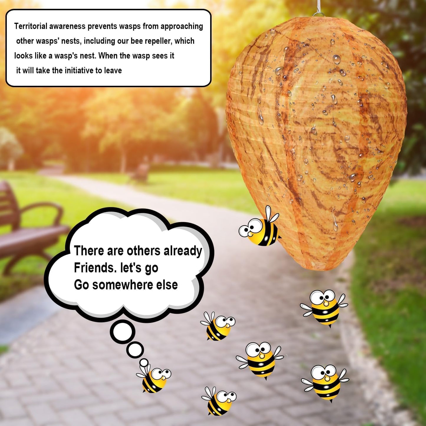 DECYOOL 8 Pack Paper Wasp Nest Decoy Hanging Wasp Deterrent for Wasps Hornets Yellow Jackets