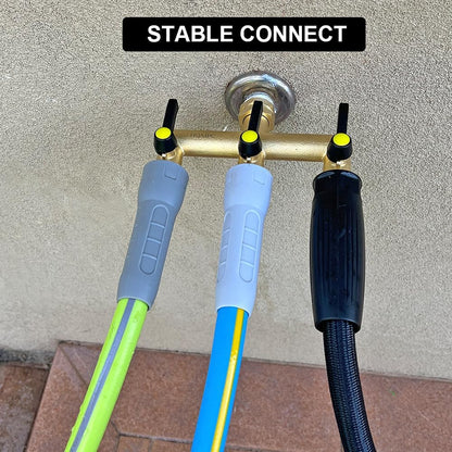 HQMPC Hose Splitter Garden Hose 3 Way Valve Brass Hose Splitter with Solid Long Handle Hose Spigot Splitter 3 Way Valve 3/4" GHT Thread