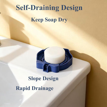 3PC Self-Draining Silicone Soap Dish, Soap Holder/Tray/Saver for Shower, Bathroom, Kitchen, Bathtub, Keep Soap Dry and Easy to Clean (Light Color)