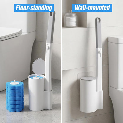 Disposable Toilet Brush and Holder Set 2 Pack Toilet Wand Kit with 60 Refills Wall Mounted Toilets Bowl Cleaner System for Bathroom Cleaning Sink Bathtub White Blue