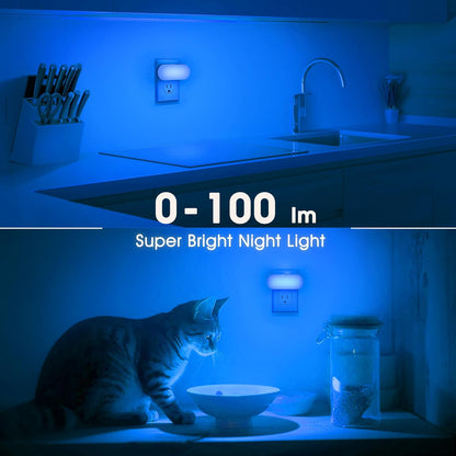DORESshop Led Night Light, Plug into Wall, [2 Pack] with Dusk to Dawn Sensor, 1W 5000K Dimmable Night Light from 0LM to 100LM for Bathroom Hallway Bedroom Kids Room Stairway