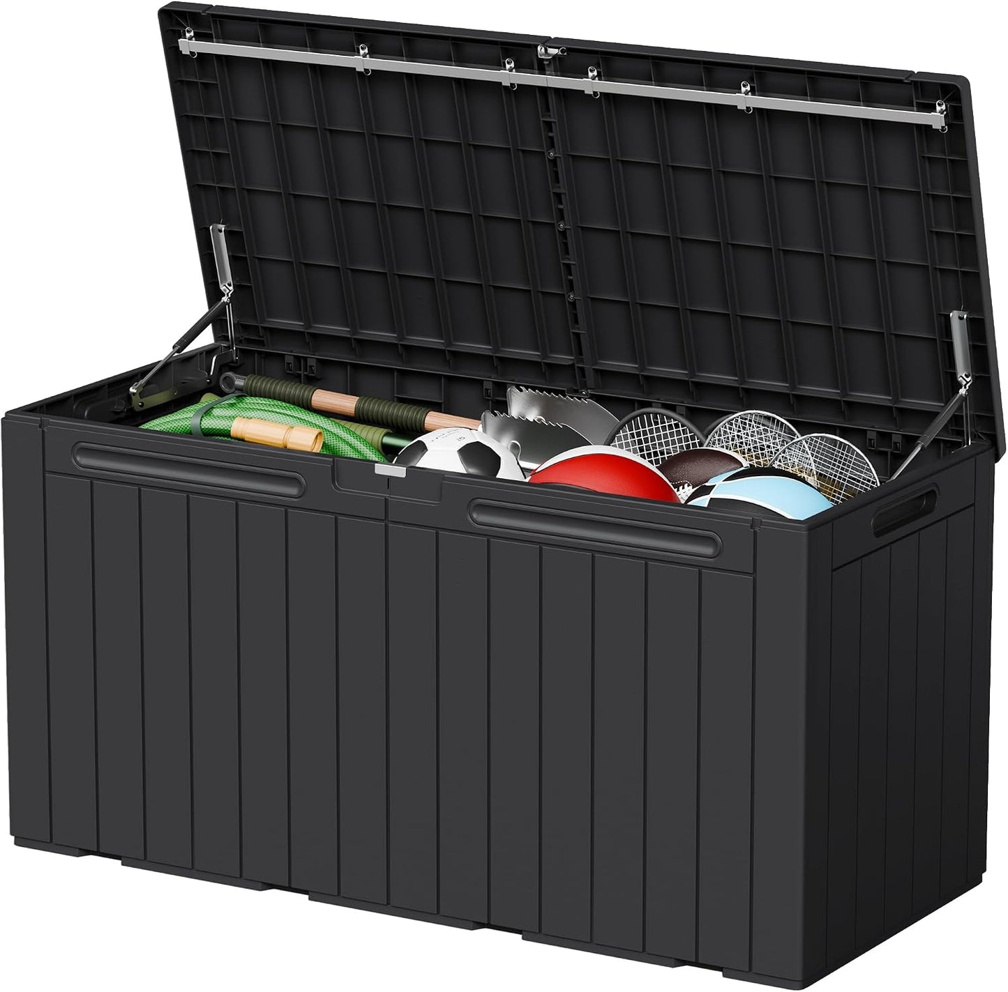 32 Gallon Deck Box Outdoor Indoor Waterproof Storage Box for Patio Furniture, Pool Accessories, Garden Tools, and Cushion Storage, Black