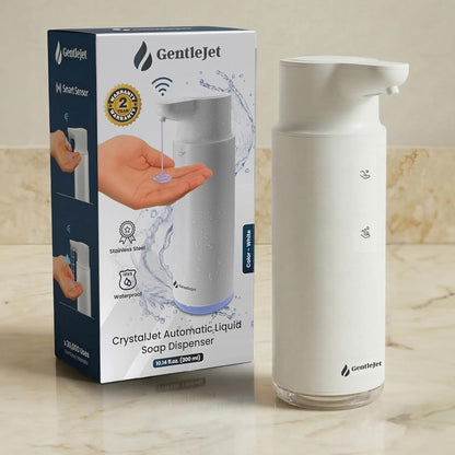 GentleJet CrystalJet Automatic Liquid Soap Dispenser – Touchless Sensor, Stainless Steel, USB-C Rechargeable, Waterproof Kitchen & Bathroom Countertop Soap Dispenser, 300 ml