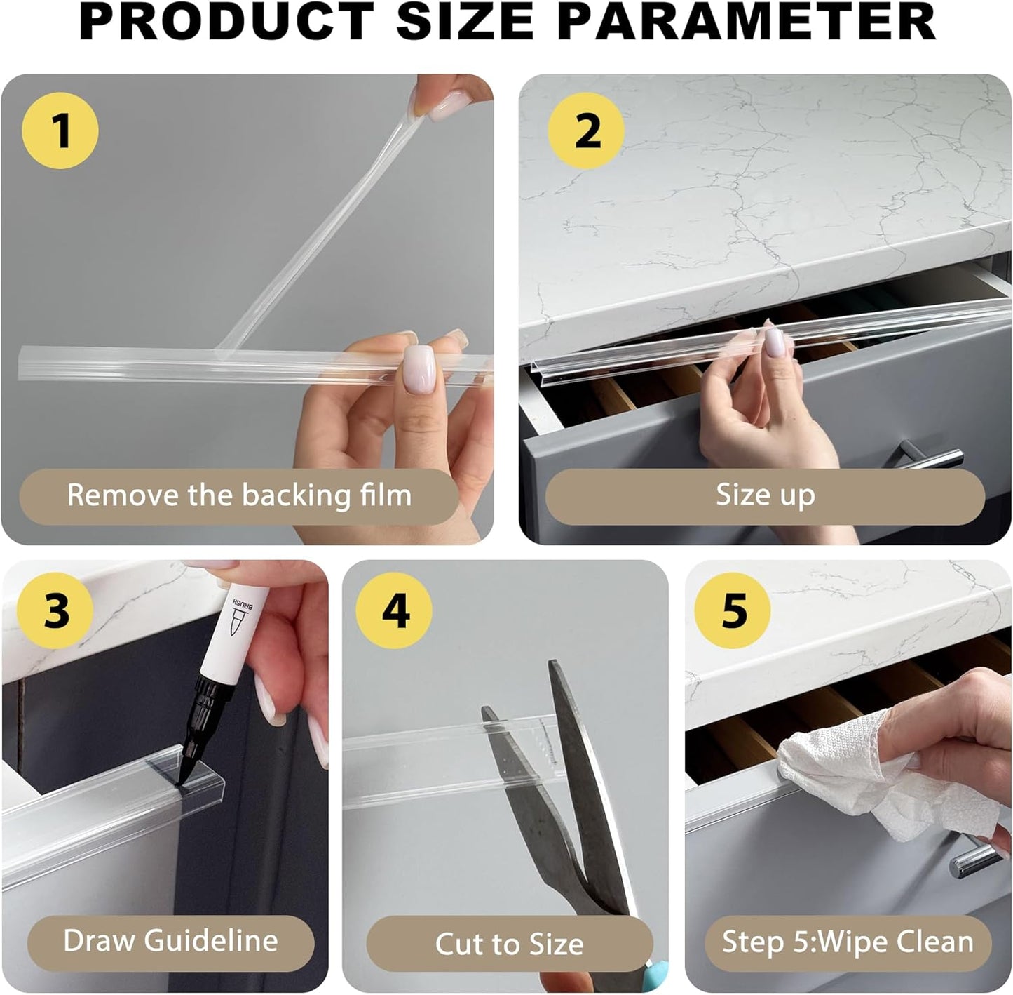 Cabinet Protectors for Kitchen Cabinets, Cabinet Door Protector Trash Drawer Protector Edge Guard, Plastic Slip on Protectors for Cabinets– 3/4" Thick, 18" Length