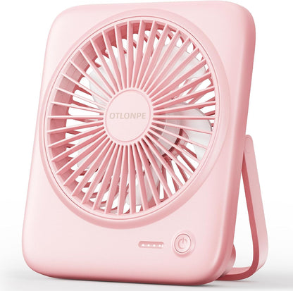 Otlonpe Personal Portable Desk Fan, 4000mAh Small Rechargeable Portable Fan Battery Operated & USB Powered for Travel Sleeping Bedroom Office Home Table, Cordless, Quiet, 4-Speed, 6.5 Inch (Black)