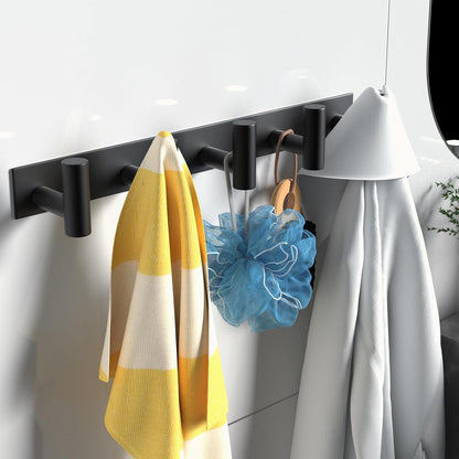 VAEHOLD Black Hat and Coat Wall Mount Rack - 3 Hooks for Robes, Bags, Keys, and Towels - Bathroom Towel Hanger Organizer (1 Pack)