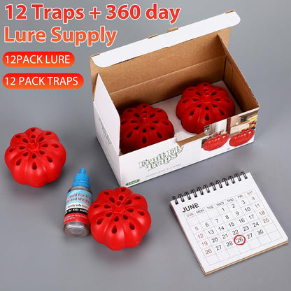 12 Pack Fruit Fly Traps for Indoors 12 Bottle 0.68oz Refills Liquid, Fruit Fly Killer Gnat Traps for Indoor 540 Days Supply of Reusable Gnat Trap with Lure for Kitchen House Dining(Clear)