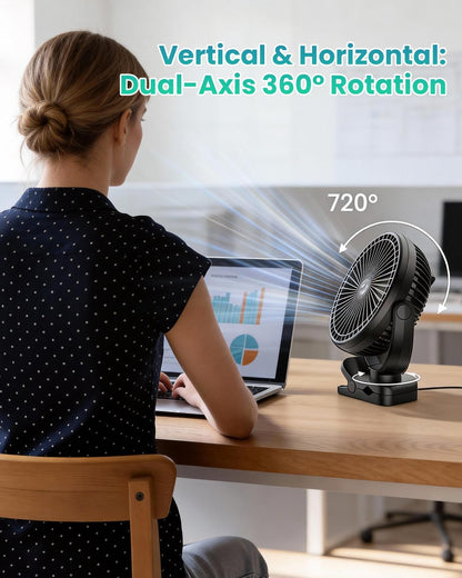 40000mAh Clip on Fan, 2-in-1 Portable Rechargeable Fan - 8 Inch USB Battery Operated Fans with Light & Screw-Clamp for Golf Cart, Desk, Tent, Travel, Gym, Treadmill, Summer Gifts, Black